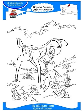 Çocuklar İçin Bambi Boyama Sayfaları 